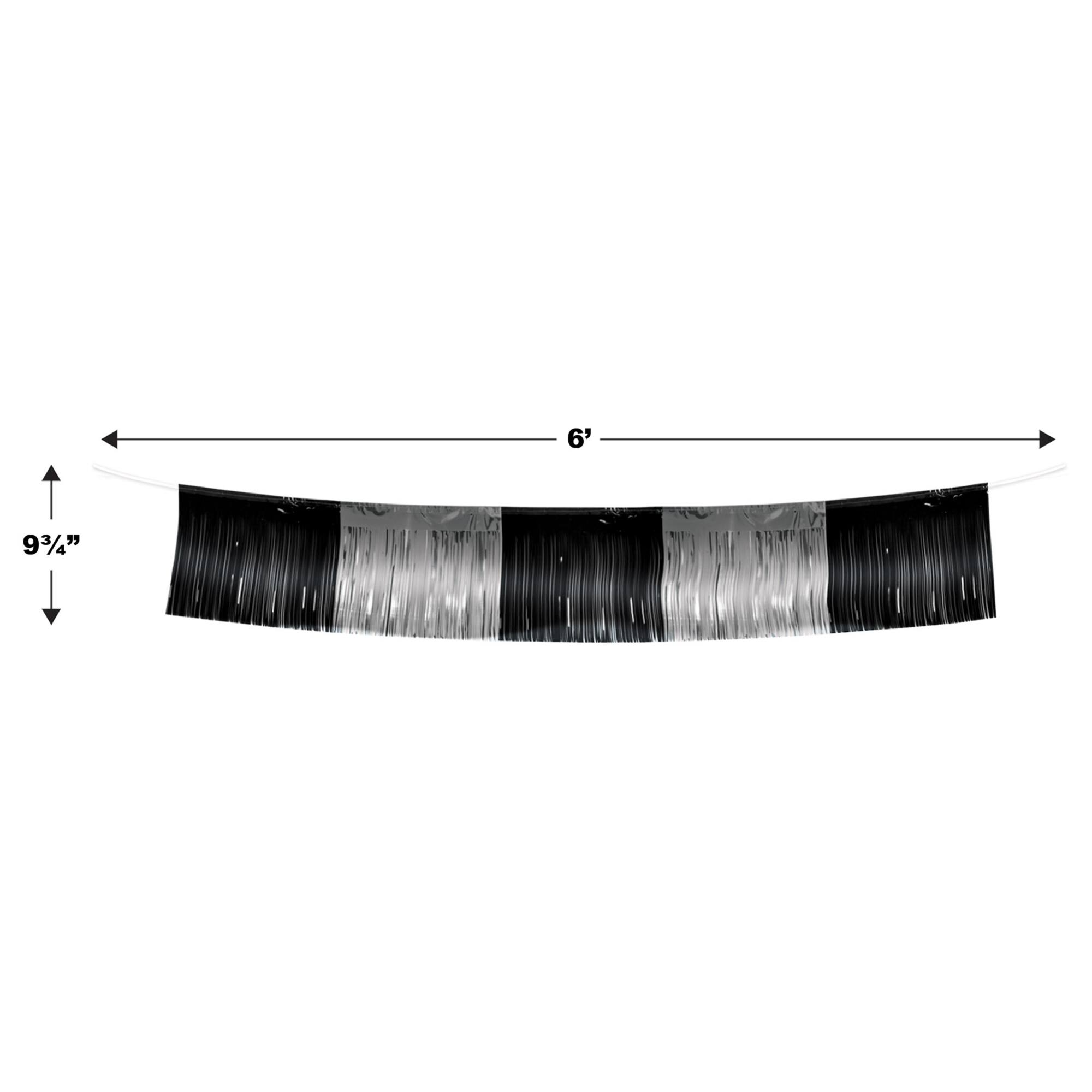 Beistle Black and Silver Metallic Fringe Garland Backdrop